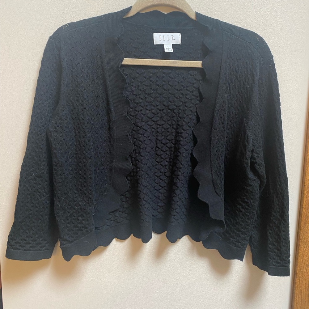 Elle Women's Black Textured Cardigan